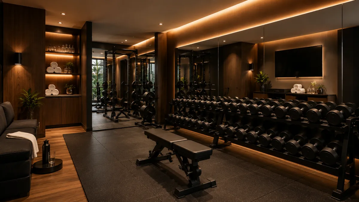 Otel/rezidans misafir fitness alanı — örnek/konsept kurulum görseli
